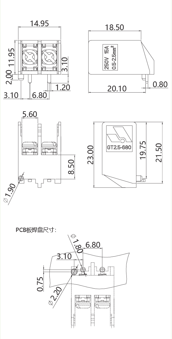 Barrier Terminal BlocksGT2.5-680-02P(图1) 25f1aa50-57ce-4112-aeac-7daee2a57b49.png